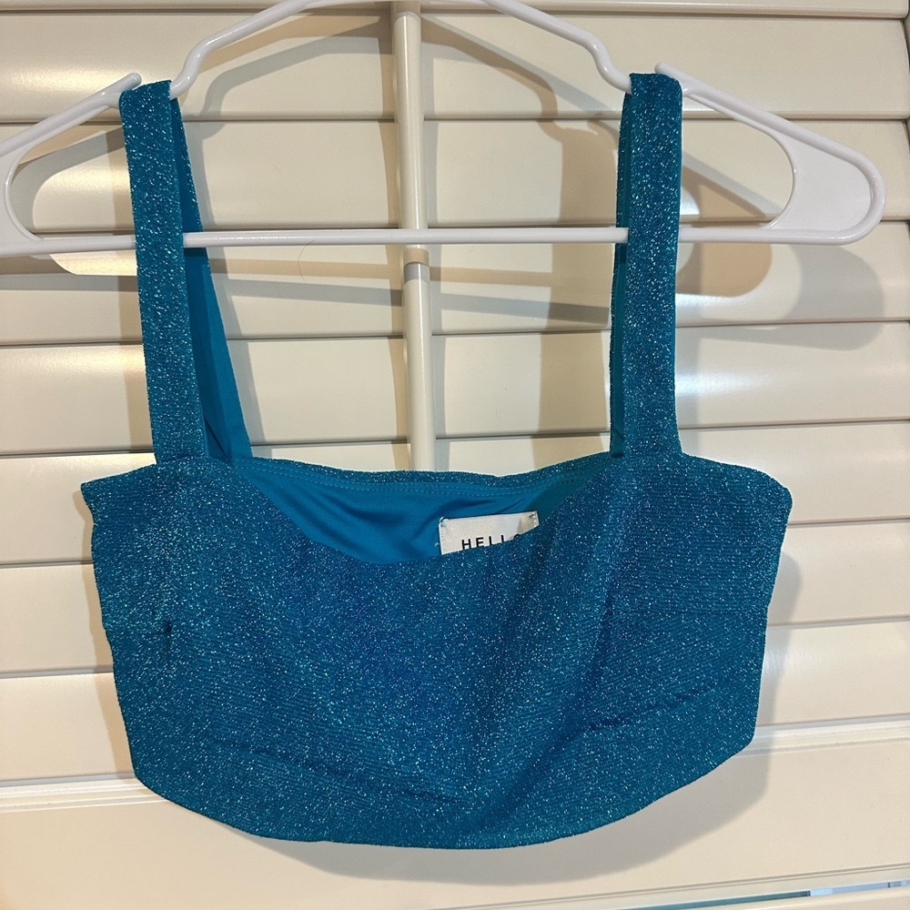 Hello Molly Teal Glitter Tank Top